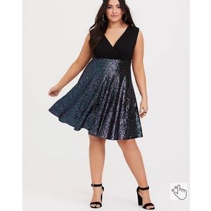 Torrid Special Occasion Black Sequin Skater Dress Size 20